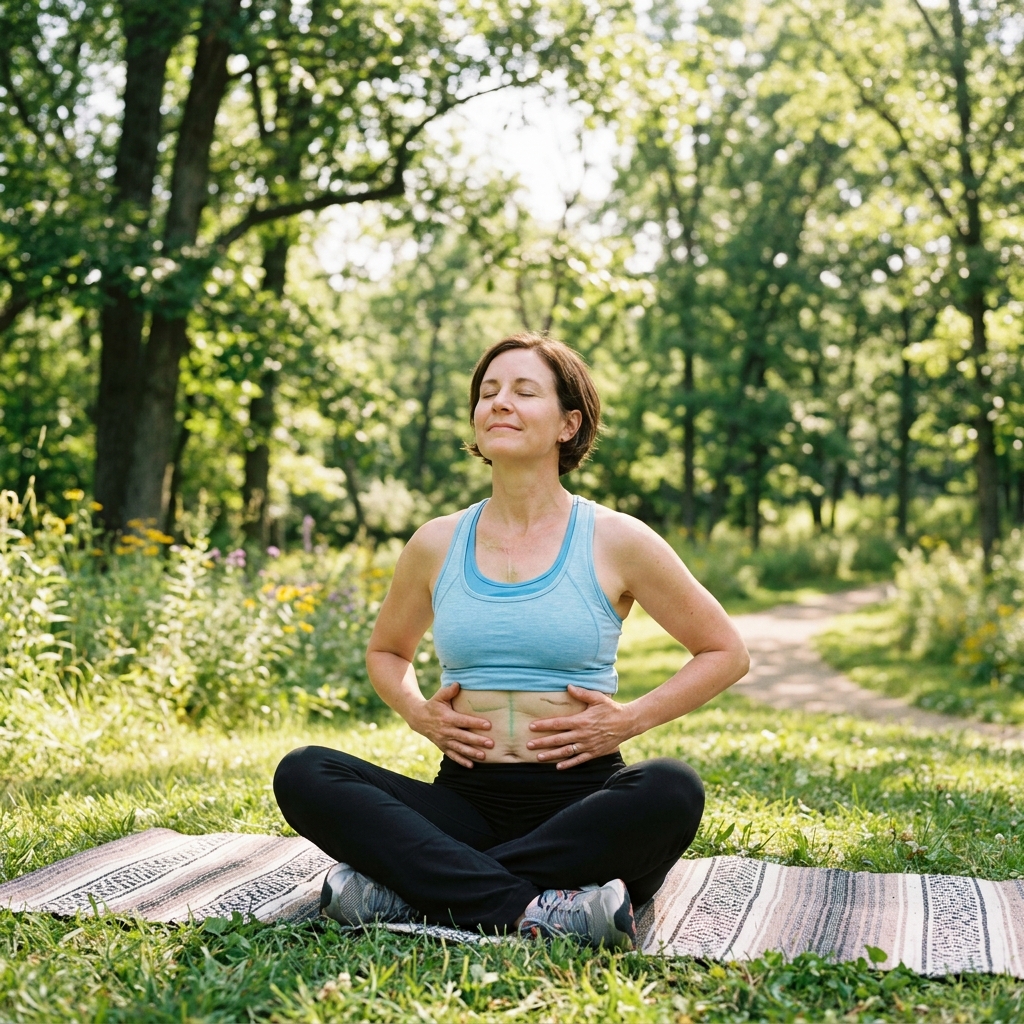 Person doing yoga in clean mountain setting representing active new life after transplant